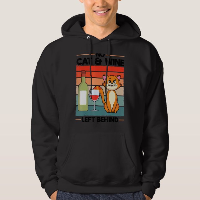 Veste À Capuche Mens No Chat & Vin Laissé Derrière Les Animaux (Devant)