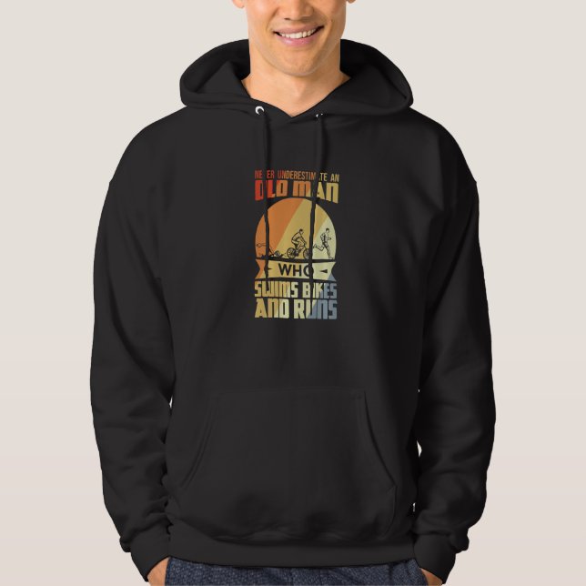 Veste À Capuche Mens Old Triathlon Athlete Inspirational Triathlon (Devant)
