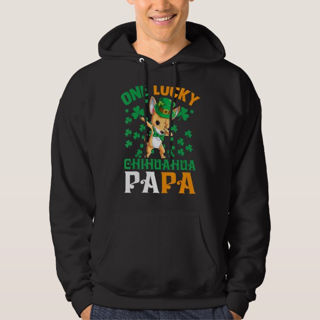 Veste À Capuche Mens One Lucky Chien Papa Funny Chihuahua Papa St  (Devant)