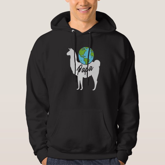 Veste À Capuche Mens Papa Llama Jour des terres Mignonne Environne (Devant)