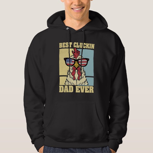 Veste À Capuche Mens Retro Best Cluckin Dad Ever Chicken Dad Roost (Devant)