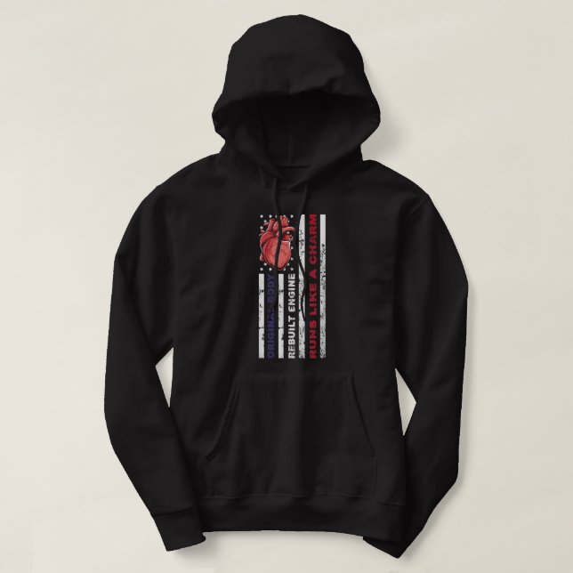 Veste À Capuche Mens USA American Flag, Mécanicien Open Heart Surg (Design devant)