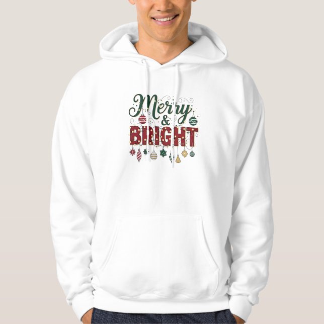 Veste À Capuche Merry & Bright – Festive Christmas Typography (Devant)
