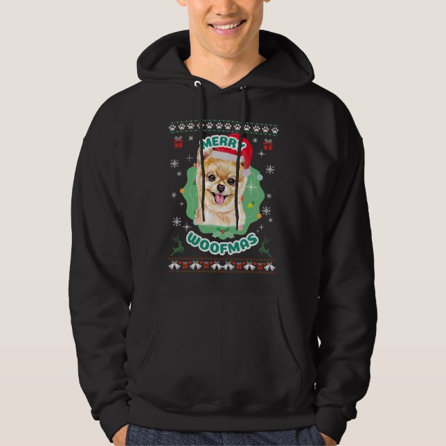 Veste À Capuche Merry Woofmas Pomeranian (Devant)