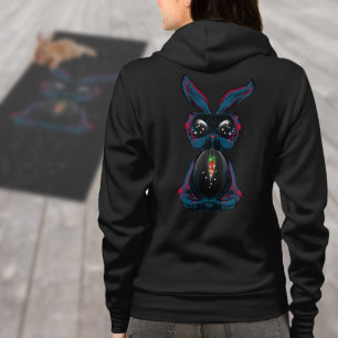 Veste À Capuche Mignonne lapin aux yeux de lumière dans Yoga Pose 