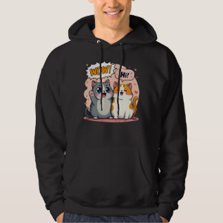 Veste À Capuche Mignons chats Kawaii en bande dessinée disant Wow