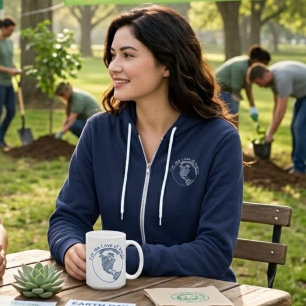 Veste À Capuche Minimal Éco Pour l'Amour de la Terre Jour Navy Cad