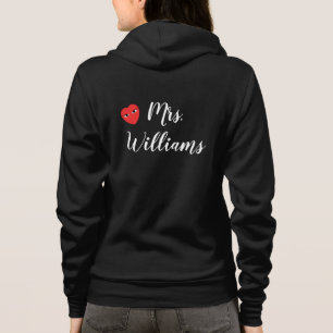 Veste À Capuche Mme Wifey Hoody au coeur rouge en noir