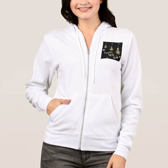 Veste À Capuche Modern Glowing Light Bulbs Happy New Year (Devant)