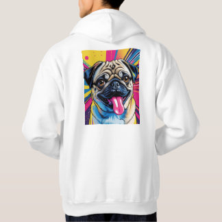 Veste À Capuche Moletom com desenho de pug em pop art 01