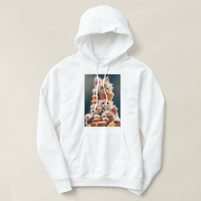 Veste À Capuche Moletom sorvete e gatinhos (Design devant)