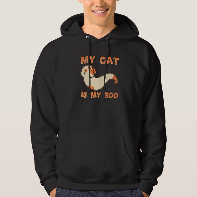 Veste À Capuche Mon chat est mon Boo  Chat d'Halloween  1 (Devant)