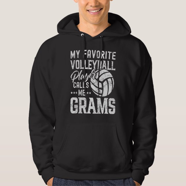 Veste À Capuche Mon Joueur De Volley-ball Préféré M'Appelle Grams (Devant)