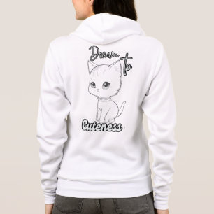 Veste À Capuche Monochrome Cute Kitten Sketch Art