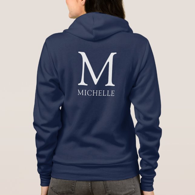 Veste À Capuche Monogram Name Womens Front Back Print Double Sided (Dos)