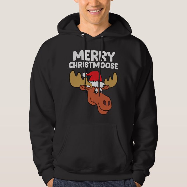Veste À Capuche Moose Christmas Casquette Moose Joyeux Noël Joyeux (Devant)