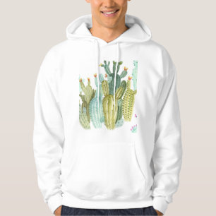 Veste À Capuche Motif d'aquarelle vintage Cactus Blooming