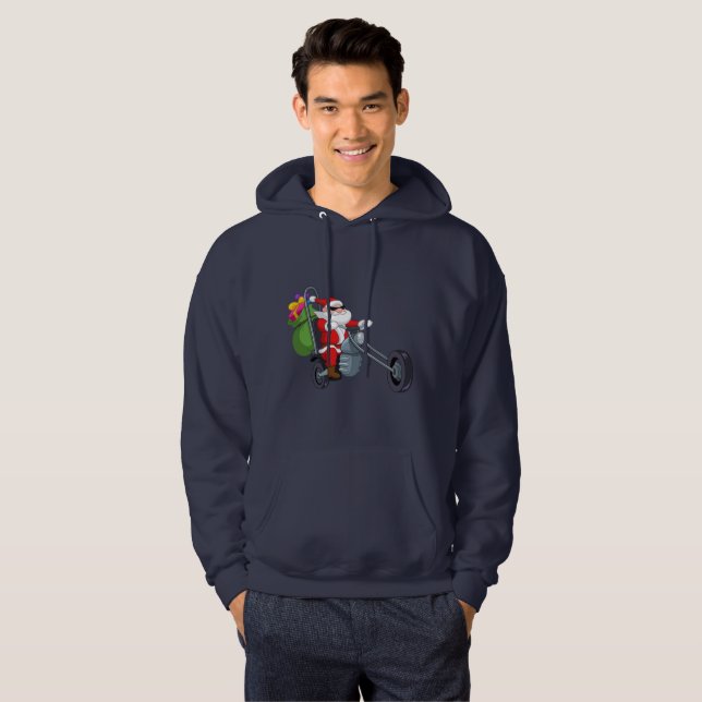 Veste À Capuche motocycliste santa claus mens sweatshirt (Devant entier)