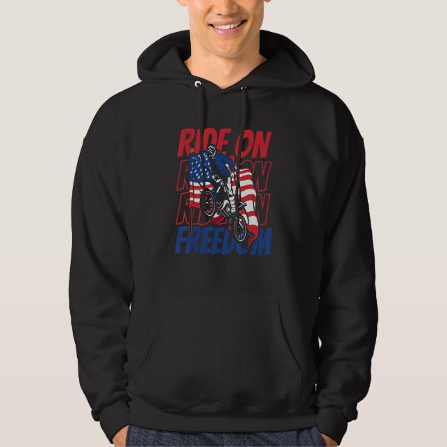 Veste À Capuche Mx Motocross Us Flag Bike Biker - Dirt Biking 4th  (Devant)