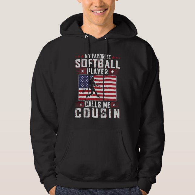 Veste À Capuche My Favorite Softball Player Calls Me Cousin Father (Devant)