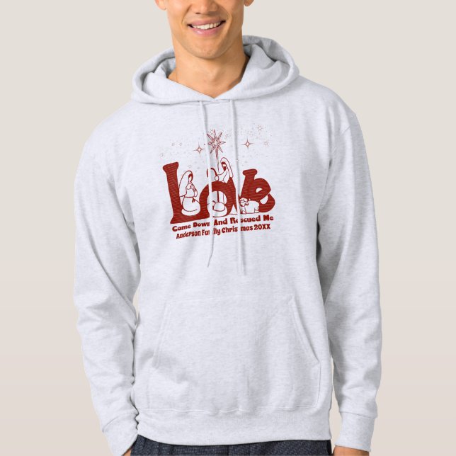 Veste À Capuche Nativité de Noël de la famille chrétienne personna (Devant)