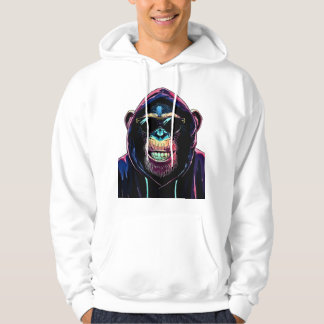 Veste À Capuche Neon Vibe – Chimpanzé Stylé en Capuche et Lunettes