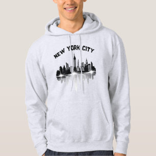 Veste À Capuche New York City Skyline Mens Grey