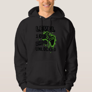 Veste À Capuche Niveau 100 Jours d'école déverrouillé Rétro 8 Bit