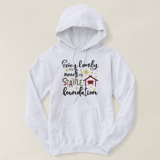 Veste À Capuche Noël chrétien Famille religieuse drôle (Design devant)