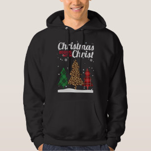 Veste À Capuche Noël Commence Avec Christ Buffalo Plaid Jaguar