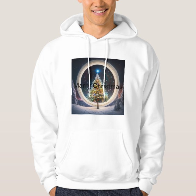 Veste À Capuche Noël Galactique : T-shirt de vacances à thème spat (Devant)