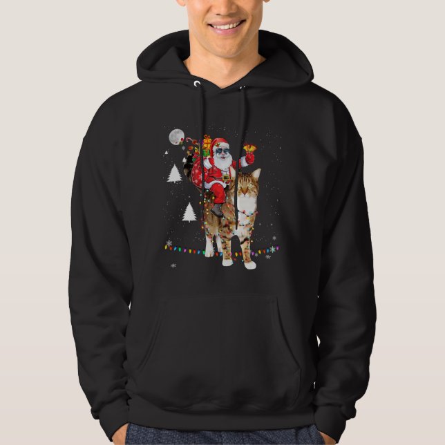 Veste À Capuche Noël Père Noël équitation Tigre Feu de Chat Noël (Devant)