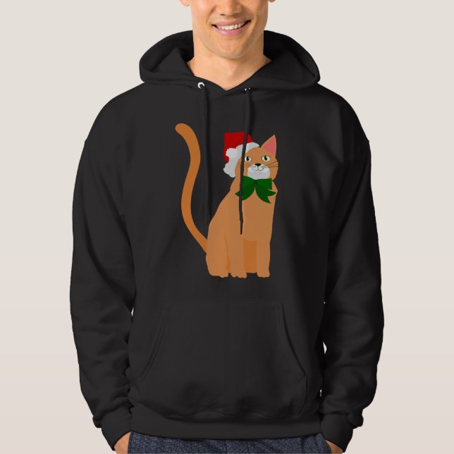 Veste À Capuche noël santa claus casquette orange chat (Devant)