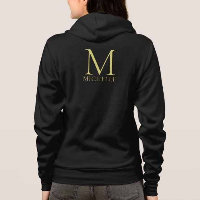 Veste À Capuche Nom du Modèle personnalisé Monogram Womens Black & (Dos)