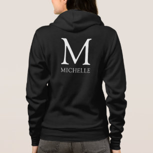 Veste À Capuche Nom Monogramme Femme Devant Double Face Noir
