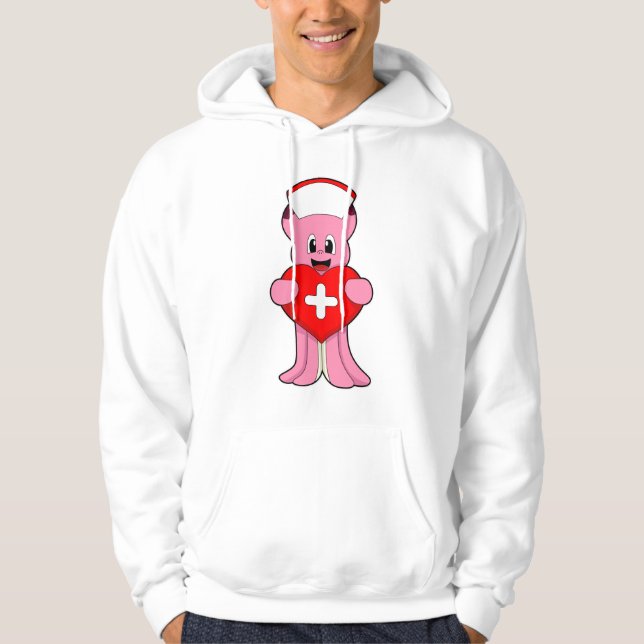 Veste À Capuche Octopus comme infirmière avec coeur (Devant)