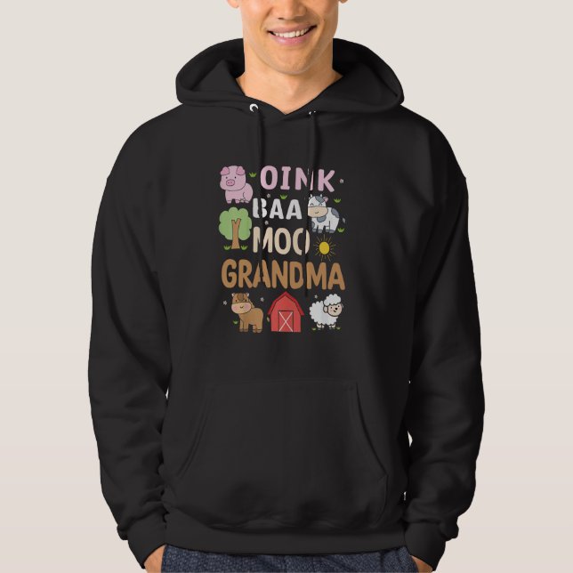Veste À Capuche Oink Baa Moo Grandma Barnyard Farm 2e anniversaire (Devant)