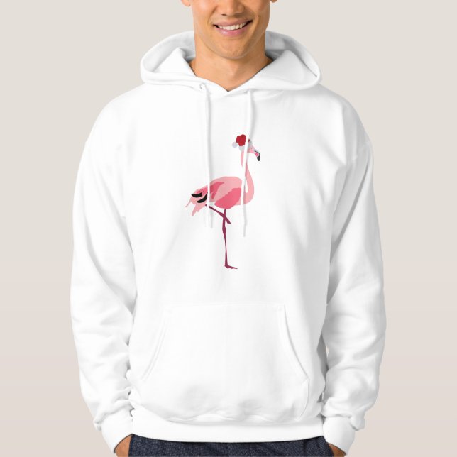 Veste À Capuche Oiseau de Noël rose Flamant rose avec chapeau de P (Devant)