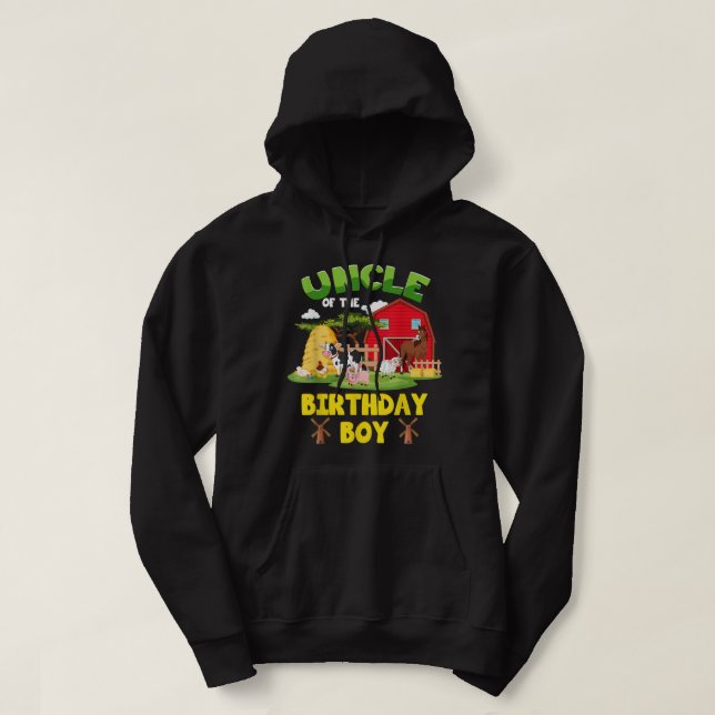 Veste À Capuche Oncle Of The Birthday Boy Farm Animals Barnyard Pa (Design devant)