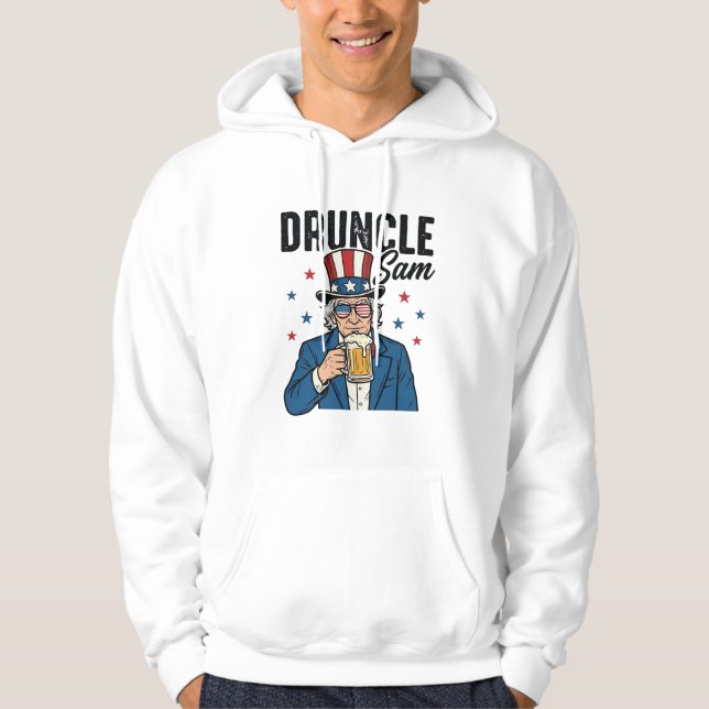 Veste À Capuche Oncle Sam drôle de conception vectorielle de bière (Devant)