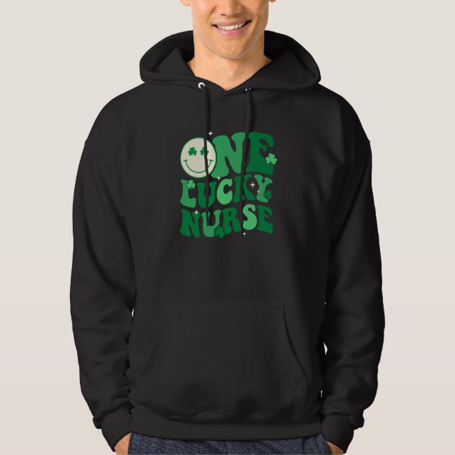 Veste À Capuche One Lucky Nurse Shamrock Groovy Happy St Patrick's (Devant)