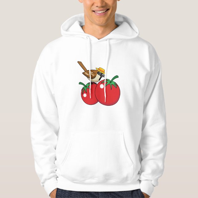 Veste À Capuche Organic lover Sparrow Eating Red Tomato (Devant)