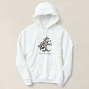 Veste À Capuche Ours en skateboard tenant une tasse de café