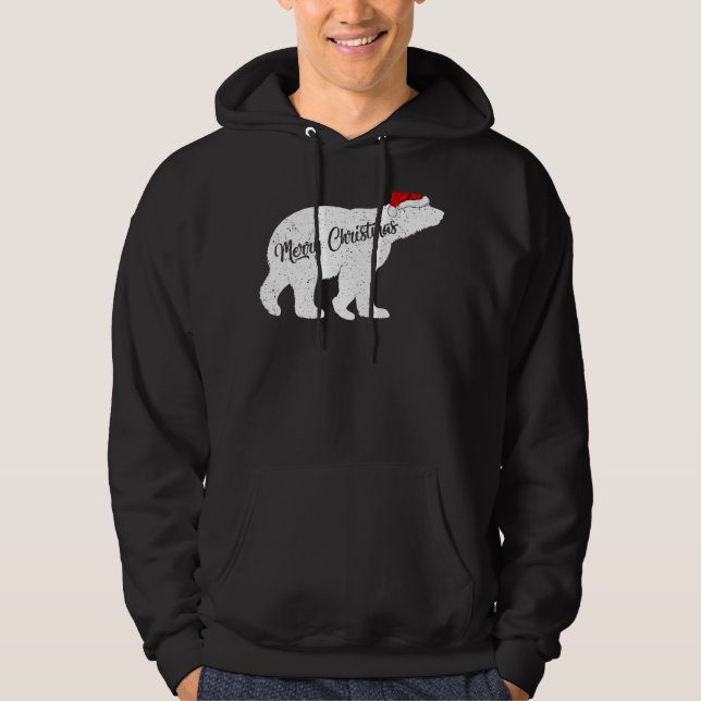 Veste À Capuche Ours polaire Amoureux des animaux Xmas Santa Hat O (Devant)