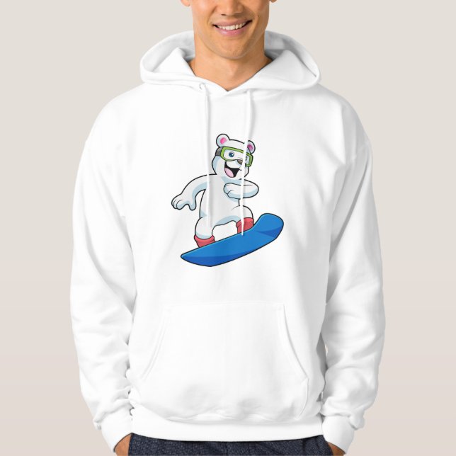 Veste À Capuche Ours polaire en Snowboardeur avec Snowboard (Devant)
