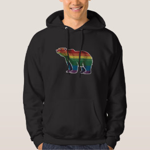 Veste À Capuche Ours Polaire Rétro Arc-en-Ciel Lesbienne LGBT Fier
