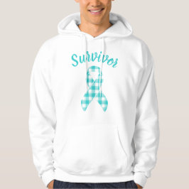 Veste À Capuche Ovarian Cancer Plaid Teal Ribbon Survivor