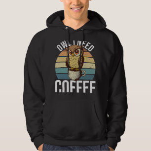 Veste À Capuche Owl A Besoin De Café Office Lundi Oiseaux Fatigués