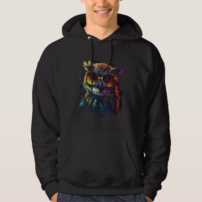 Veste À Capuche Owl Artwork  Animal Glasses Colourful Bird Owl (Devant)
