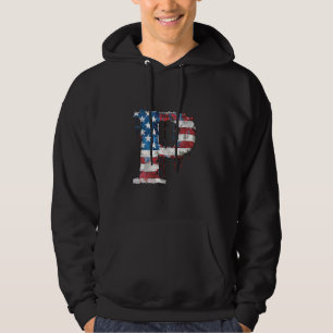 Veste À Capuche P Lettre Monogramme initial Alphabet Patriotique A